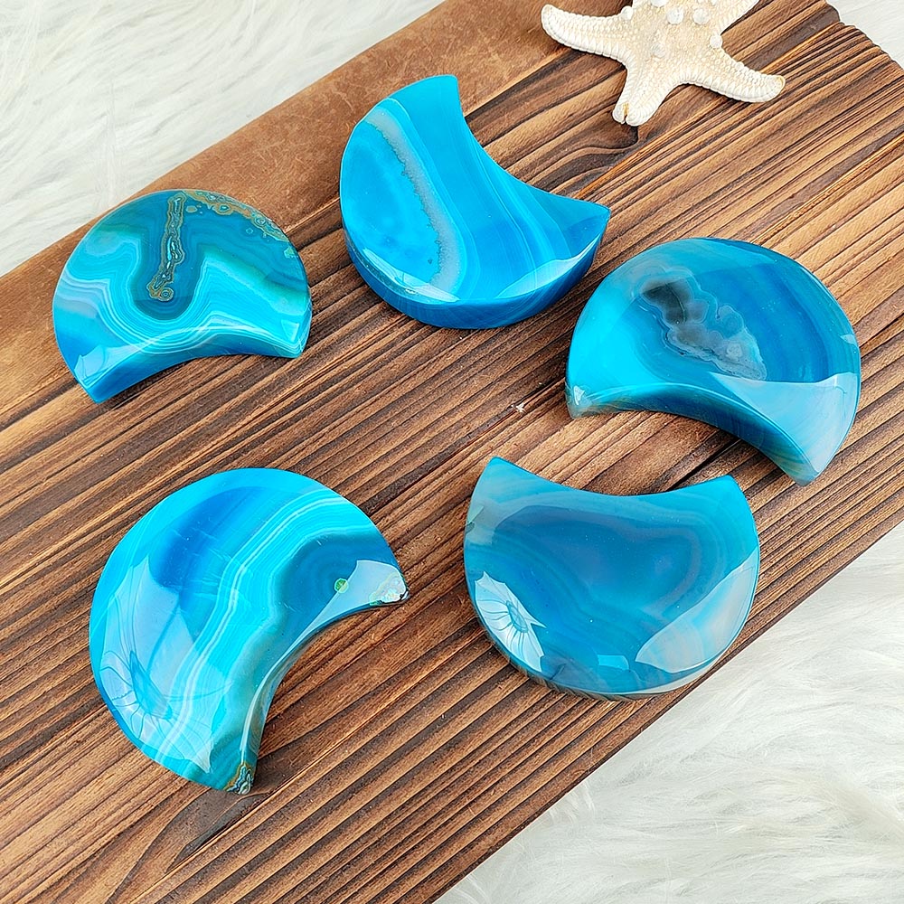 Blue Sardonyx Agate Moon Ornament-1KG