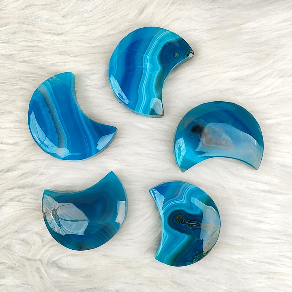 Blue Sardonyx Agate Moon Ornament-1KG