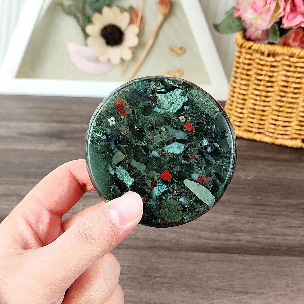 Blood Stone Circular Palm Stone-1KG