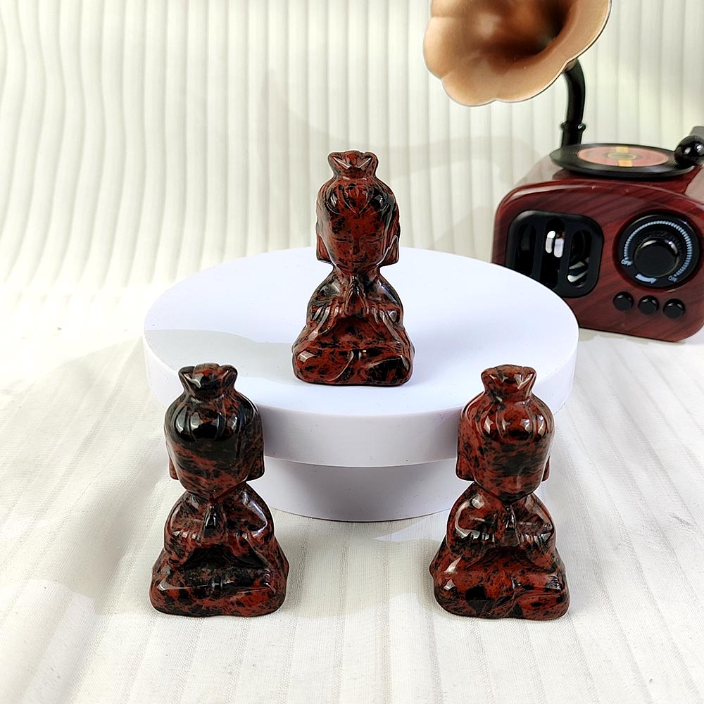 Red Obsidian Female Buddha Carving