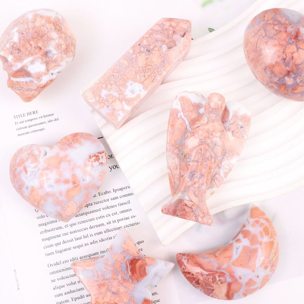 Pink Agate Cherry Flower Set