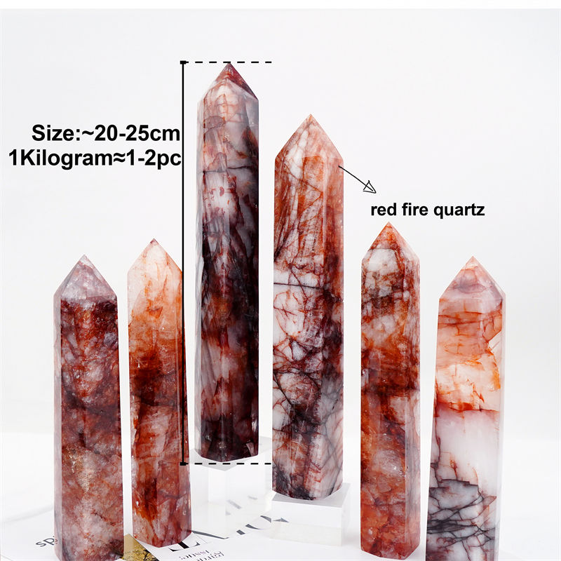 Red fire quartz hematoid crystal tower