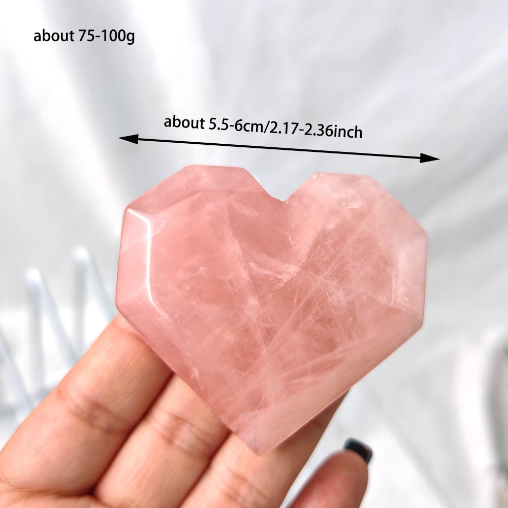 Rose Quartz Hand Carved Crystal Heart