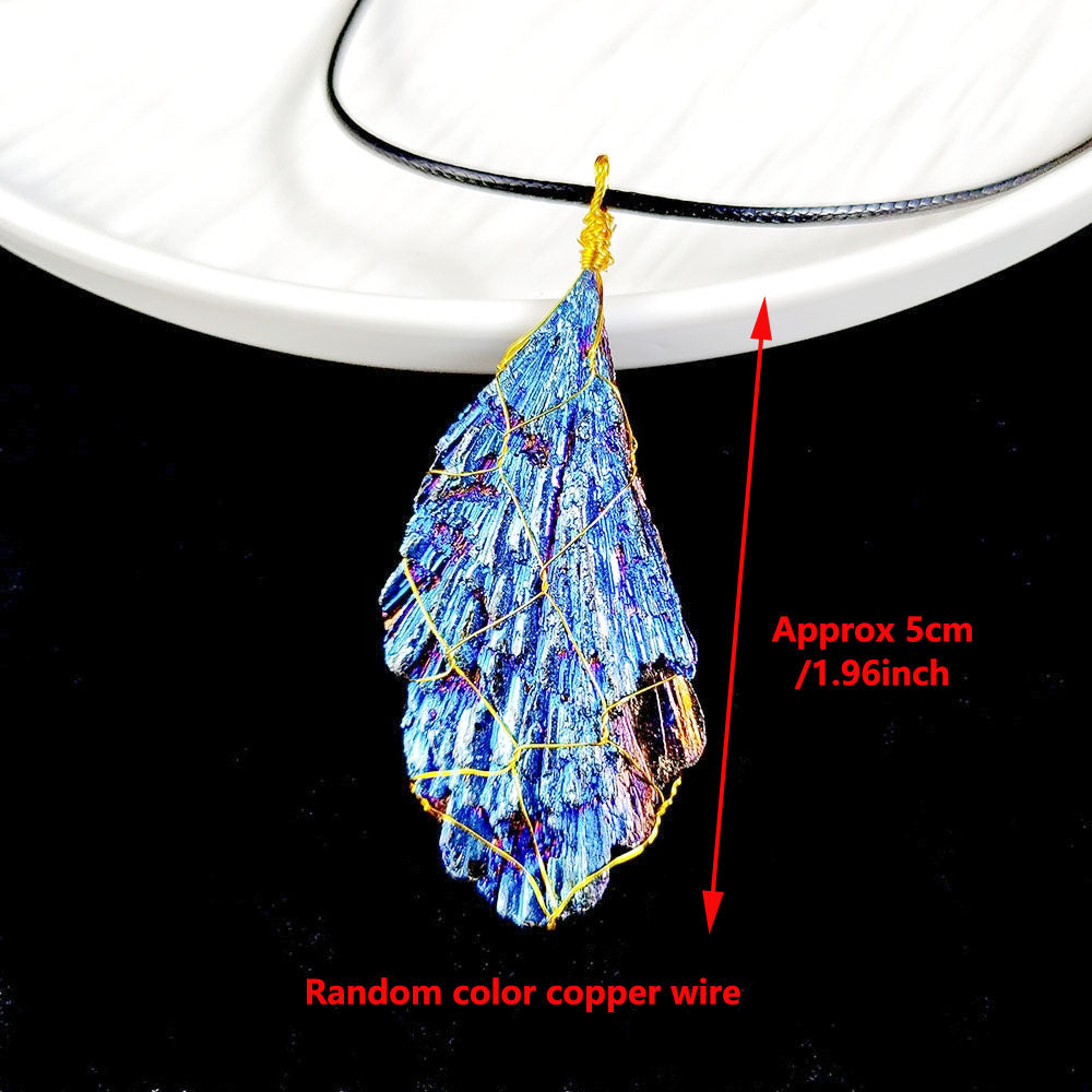 Electroplated Tourmaline Feather Pendant
