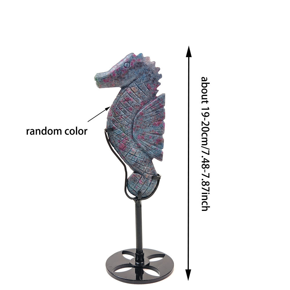 Ruby in Fuchsite Seahorse  With Base