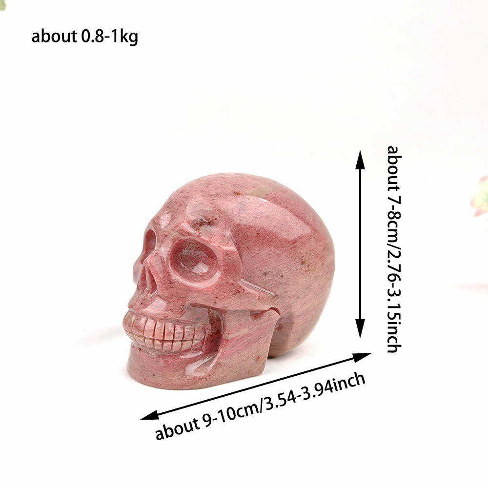 Pink Rhodonite Skull Carving