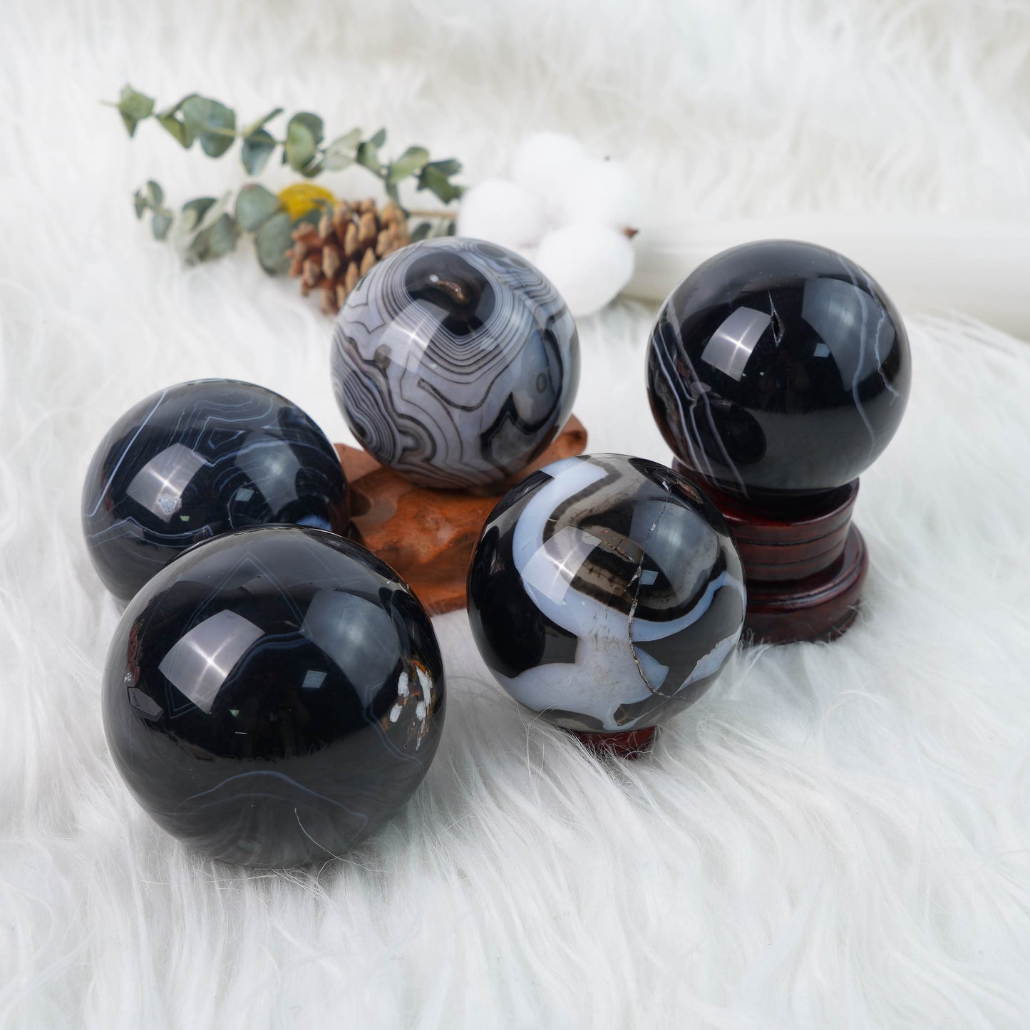 Wholesale Black Striped Agate Spheres
